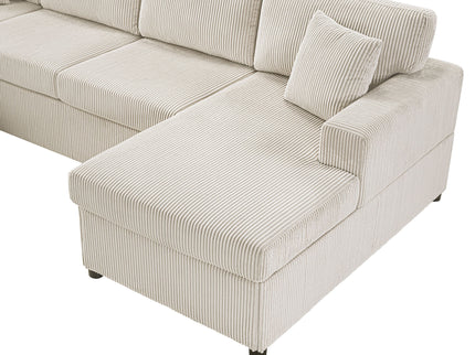 Oversized Sectional U-Shaped Sofa With Chaise Lounge And Three Soft Throw Pillows