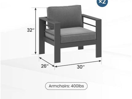 Modern All-Weather Patio Armchairs With Thick Cushions (Set of 2)