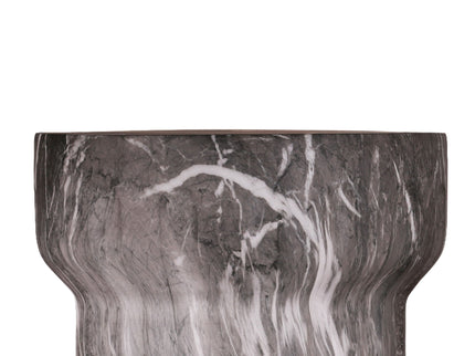 Round Geometric Outdoor End Table - Marble
