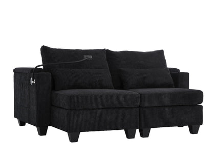 Convertible Chaise Lounge Sofa Chair With USB Ports, Cup Holders, Phone Holder And Storage