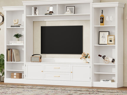 Elegant Entertainment Center Wall Unit With Bookshelves