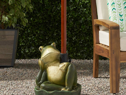 Charming Frog Prince Umbrella Base With Concrete Design - Green