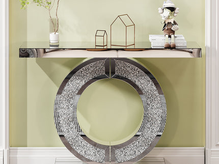 O - Shaped Console Table For Living Room - Silver