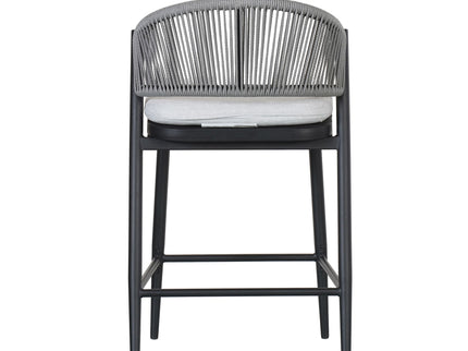 Outdoor 26" Counter Height Metal Frame Counter Stools With Scallop Shaped Backrest & Water Resistant Cushions