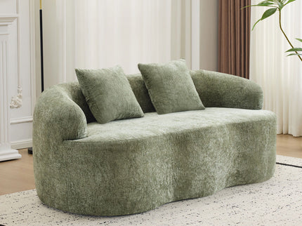 Curved Loveseat Sofa With Round Armrest