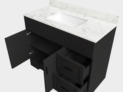 Bathroom Vanity Set, Soft Close Doors & Drawers, 3 Faucet Holes, Sink Included - Black