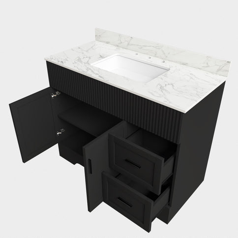 Bathroom Vanity Set, Soft Close Doors & Drawers, 3 Faucet Holes, Sink Included - Black