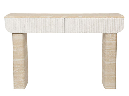Entryway Table With 2 Hidden Handle Drawers For Entrance - Beige / Yellow