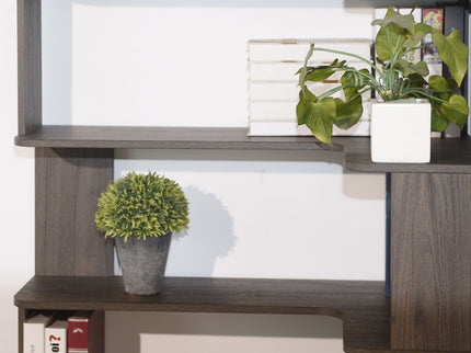 Freestanding Corner Bookshelf For Living Room - Dark Brown