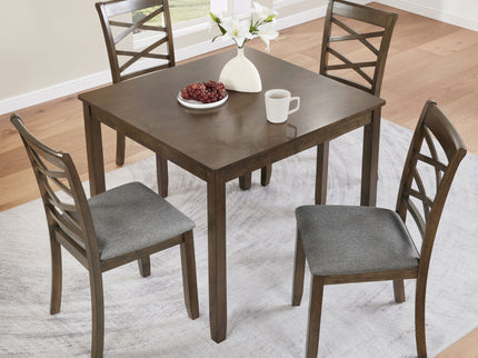 5 Piece Dining Table Set & 4 Chairs - Walnut