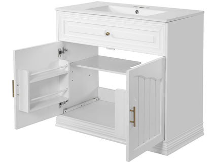 Bathroom Vanity With Sink, Cabinet With 2 Soft Closing Doors