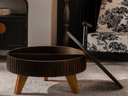 Round Retro Coffee With Solid Wood Legs