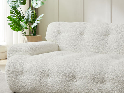 Cloud Series Minimalist Button Tufted Square Arm 3 Seater Sofa