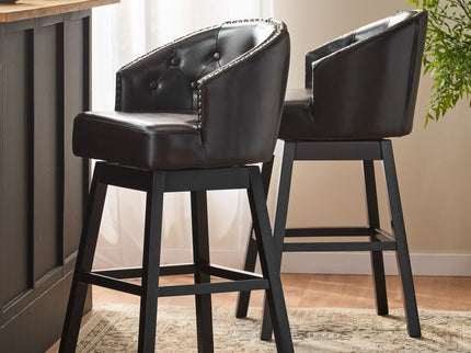 360 Degree Swivel Bar Stool With Stunning Nailhead Trim (Set of 2)