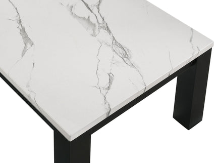 Modern 3 Piece Living Room Table Set With Faux Marble Top Wooden - Black / White