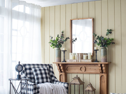 Rectangle Wood Mirror, Farmhouse Wall Decor For Living Room Bedroom Entryway - Brown