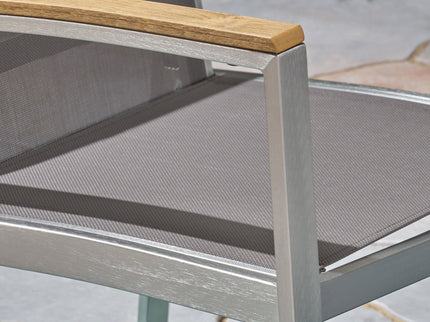 Poetic - Outdoor Dining Chair With Faux Wood Arms And Aluminum Frame (Set of 2) - Gray