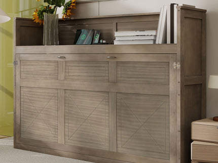 Murphy Bed With Desk, LED Light And USB Charging Station