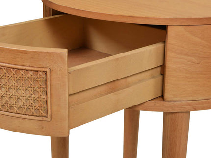 Cabana - Round Cane Storage Side Table - Natural Brown Oak