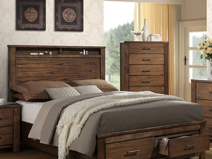 Eastern King Bed With Footboard Drawers Furniture - Oak