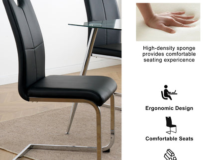Modern Dining Chairs With Padded Seat And Metal Legs