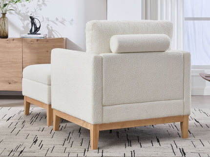 Oversized 360 Degree Swivel Barrel Accent Chair And Ottoman Set With Storage