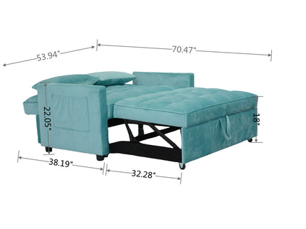 3 In 1 Convertible Sleeper Sofa Bed, Modern Fabric Loveseat Futon Sofa Couch With Pullout Bed, Small Love Seat Lounge Sofa With Reclining Backrest, Furniture For Living Room