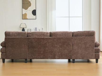U-Shaped Sectional Sofa 103.5" Fabric Couch With Dual Chaise Lounges, Storage Pockets, Armrest Pillows