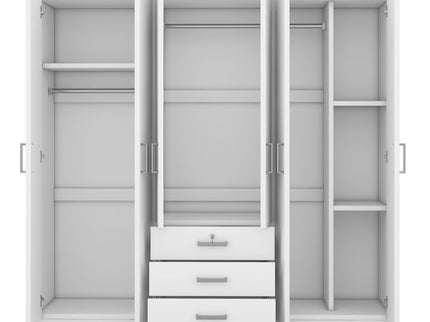 6 Doors Wardrobe Storage For Bedroom, With Big Drawers