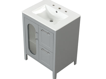 Modern Bathroom Vanity With Sink, Cabinet With 2 Drawers And Door, Adjustable Shelf