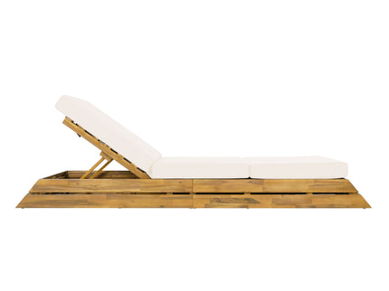 Chaise Lounge Set With Cream 3 Fold Cushion, 3 Position Adjustable Backrest