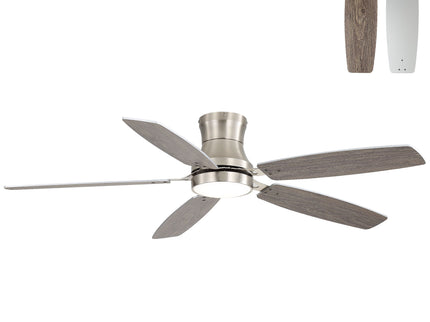 52" Flush Mount Ceiling Fan With Light, DC Motor, Remote Control, Dual Color