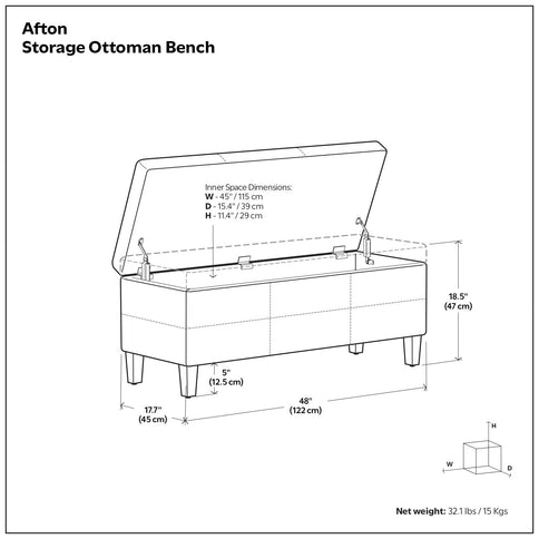 Afton - Large Storage Ottoman Bench