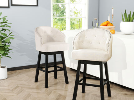 360 Degree Swivel Bar Stool With Stunning Nailhead Trim (Set of 2)