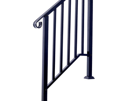 Handrails For Outdoor Steps, Fit 2 Or 3 Steps Outdoor Stair Railing, Wrought Iron Handrail, Flexible Porch Railing, Transitional Handrails For Concrete Steps Or Wooden Stairs