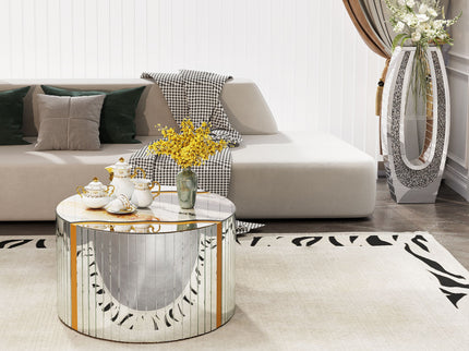 U - Shaped Floor Vase With Shattered Diamond Mirror Surface