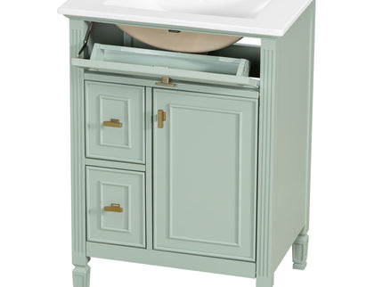 Modern Bathroom Vanity With Sink, Flip Drawer, 2 Drawers, Adjustable Shelf