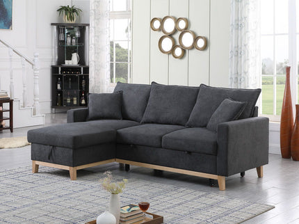 Colton - Reversible Sleeper Sectional Sofa With Storage Chaise - Dark Gray