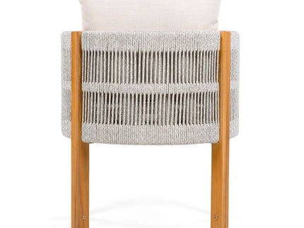 Outdoor Dining Chairs & Rope Handles (Set of 2) - Beige / Teak