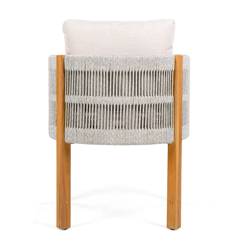 Outdoor Dining Chairs & Rope Handles (Set of 2) - Beige / Teak