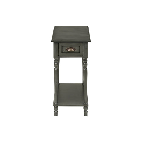 Accent Side Table, 2 Tier, Storage Drawer, Stylish Traditional Design