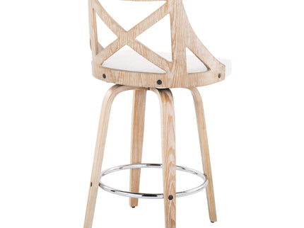 Charlotte - Farmhouse Fixed Height Counter Stool With Swivel And Round Footrest (Set of 2)