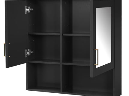2 In 1 Wall-Mounted Mirror Cabinet With Adjustable Shelves, Soft-Close Doors, High-Definition Mirror & Storage