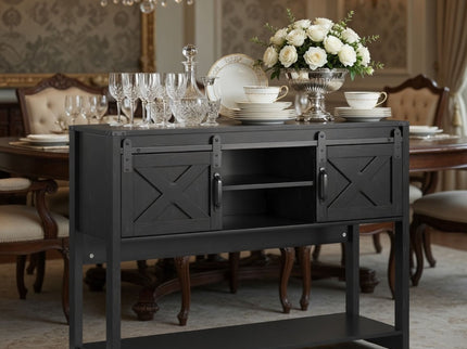 Farmhouse Entryway Table With Sliding Barn Door