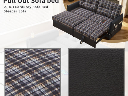 Sleeper Sofa, Expandable Sectional With Ottoman For Living Room