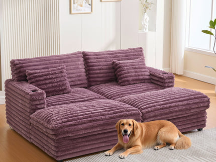 Oversized Double Chaise Lounge Sofa Bed With USB Ports And Cup Holders