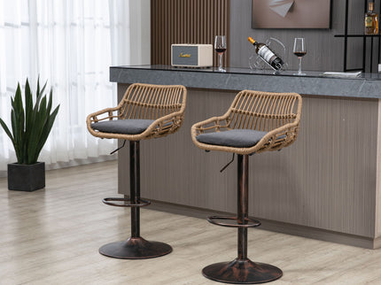 Modern Swivel Bar Stools Adjustable Counter Chairs With Footrest (Set of 2)