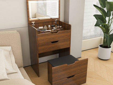 Vanity Desk With Lighted Mirror & Stool