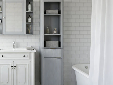 Tall Bathroom Storage Cabinet With Adjustable Shelves And 1 Drawer & Door