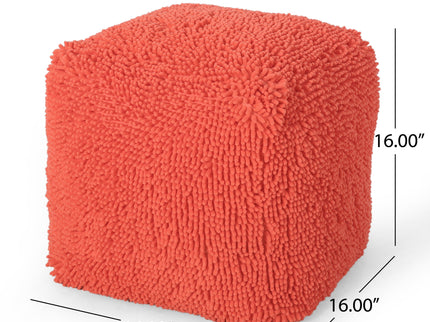 Sunny - Square Pouf, Versatile Ottoman Or Floor Cushion - Coral